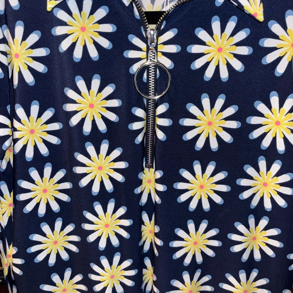 MSK Petite Retro Navy Floral Patterned Dress - Picture 3 of 4